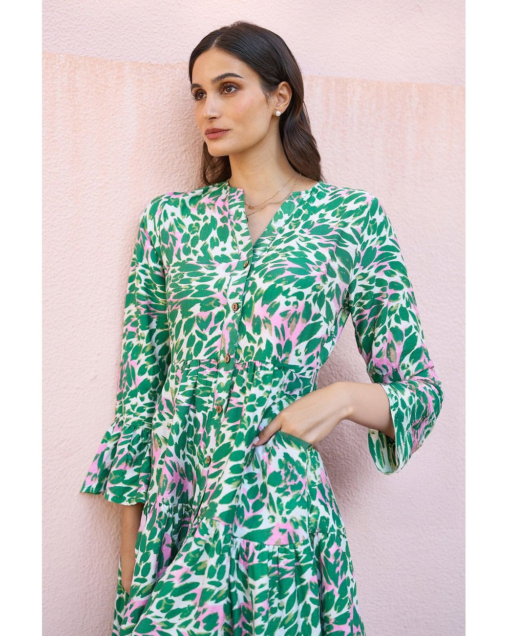 Yumi' Green Leopard Print Tunic