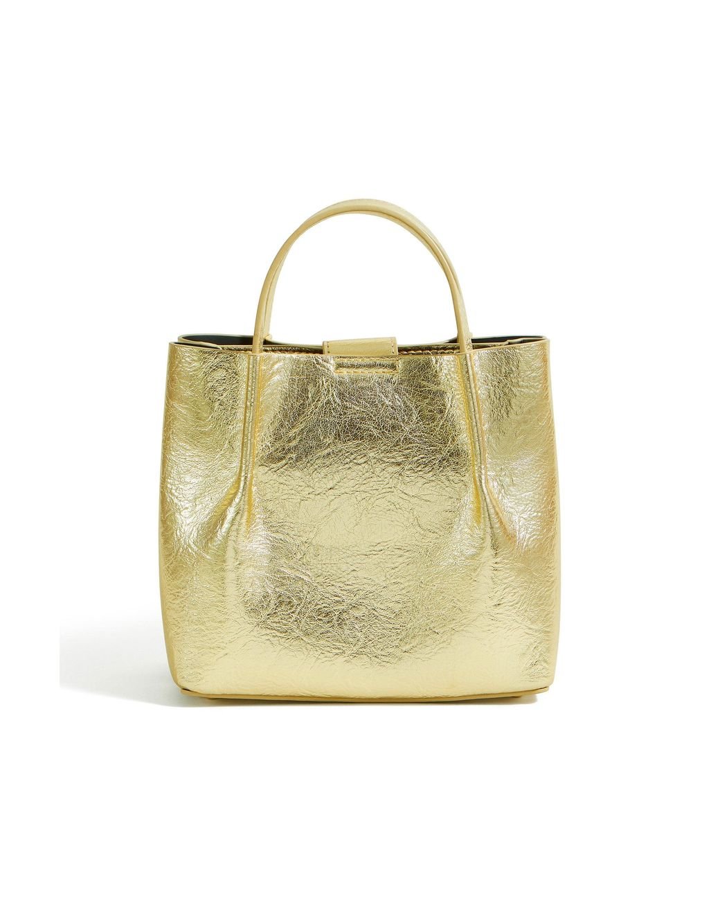 Yumi' Orange Metallic Small Tote Bag