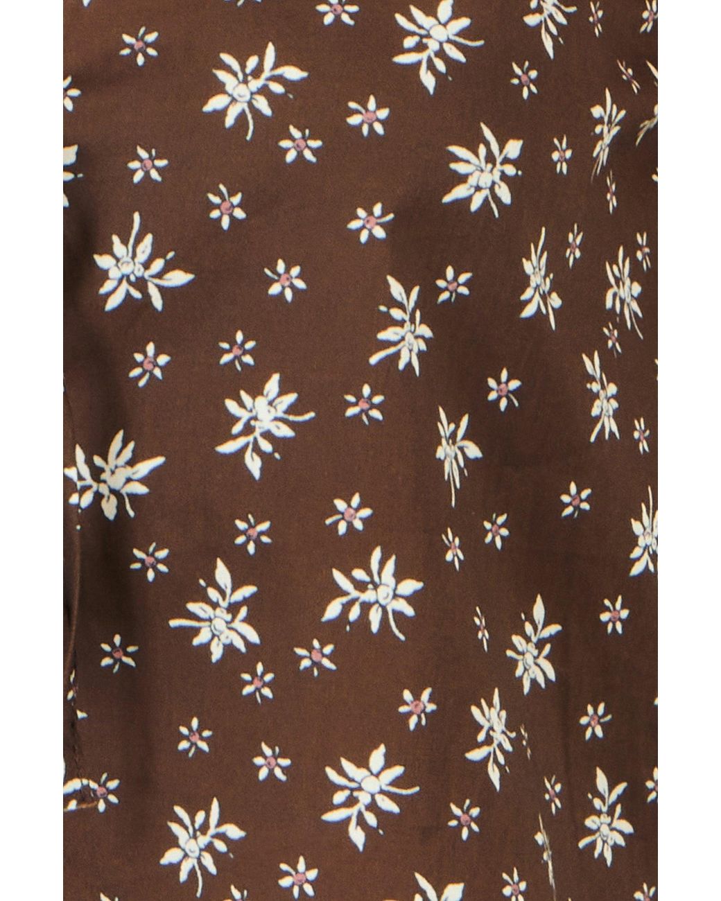 Yumi' Brown Cotton Daisy Print Waistcoat Top