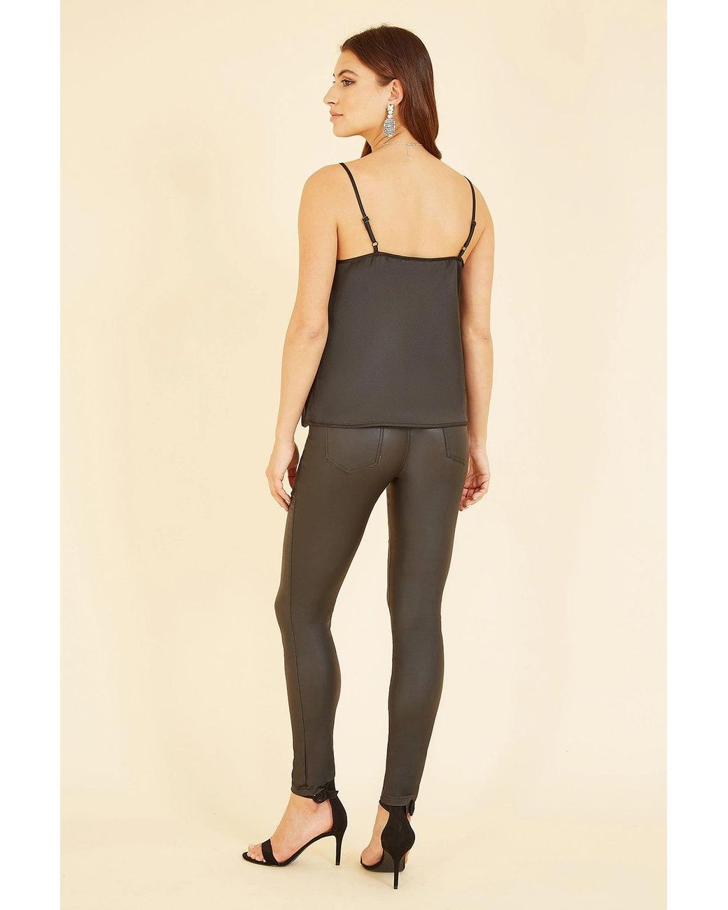 Yumi' Black Satin Cami Top