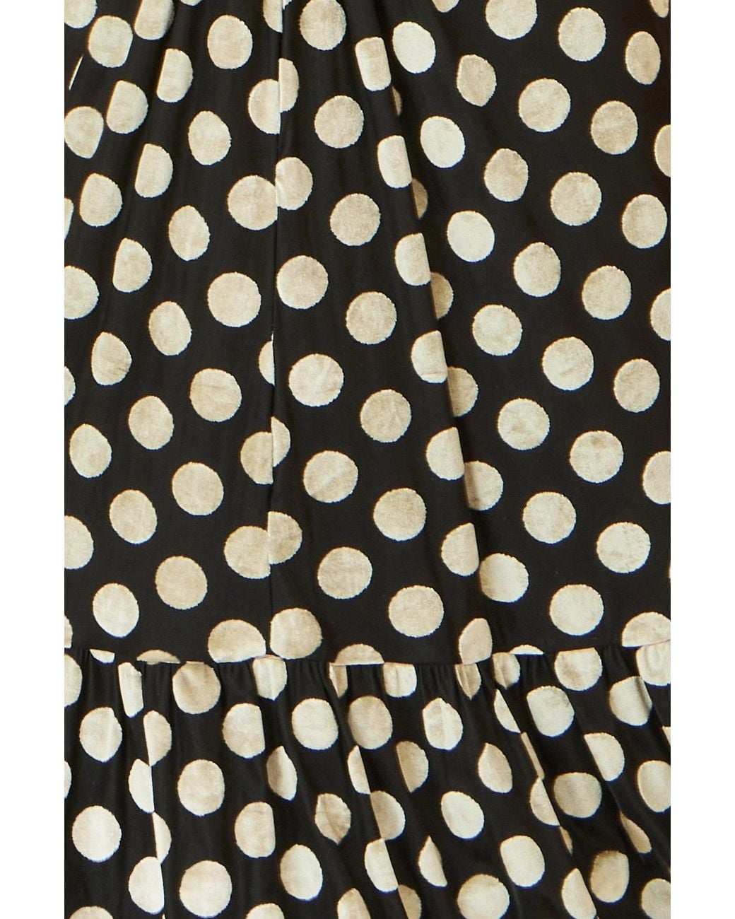 Yumi' Black Velvet Spot Print Twist Knot Waist Midi Dress