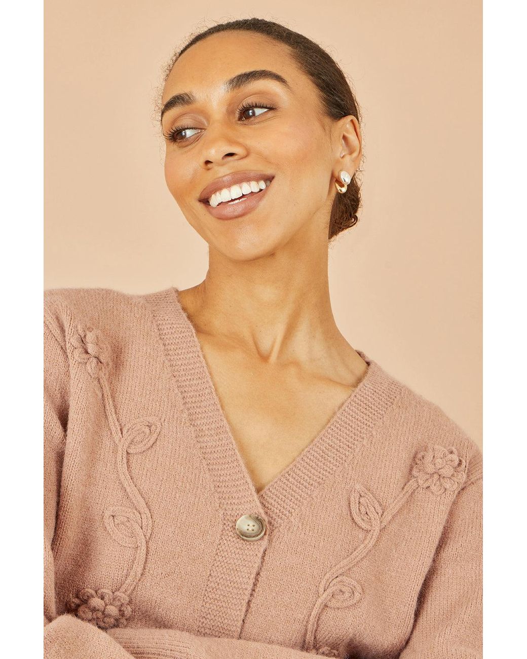 Yumi' Blue Floral Embroidered Relaxed Fit Cardigan
