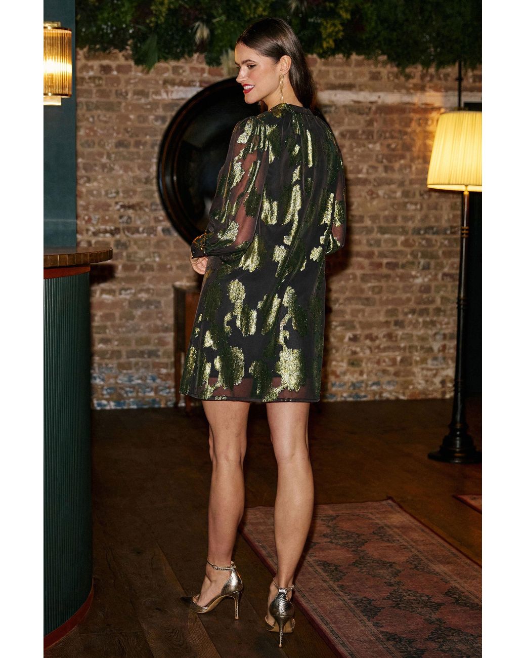 Yumi' Metallic Abstract Floral Tunic