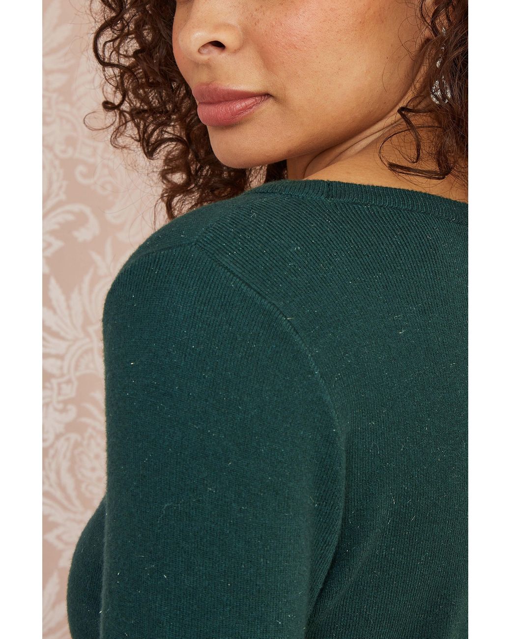 Yumi' Green Sparkle Knit Jumper