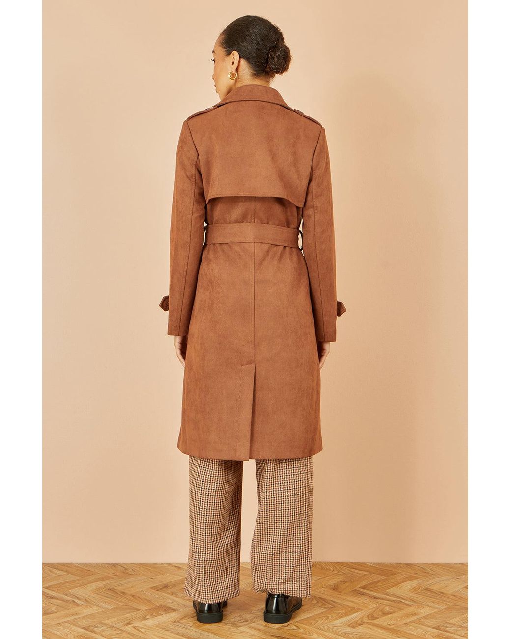 Yumi' Natural Faux Suede Trench Coat