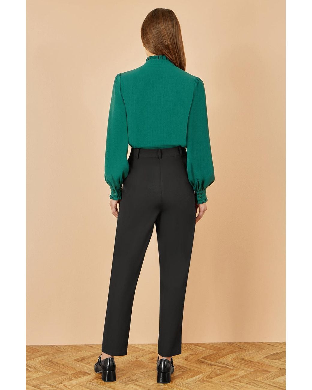Yumi' Green Frill High Neck Shirt