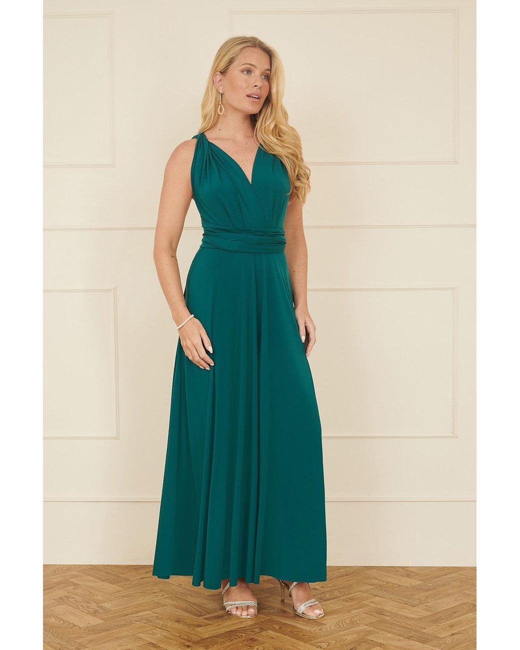 Yumi' Green Jersey Stretch Multiway Midi Dress