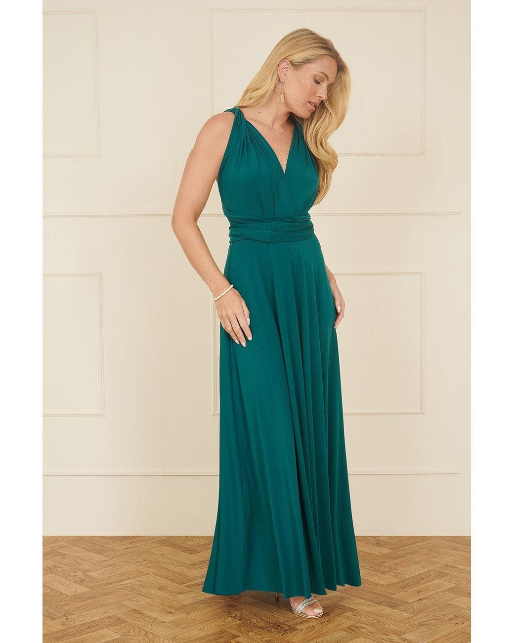 Yumi' Green Jersey Stretch Multiway Midi Dress