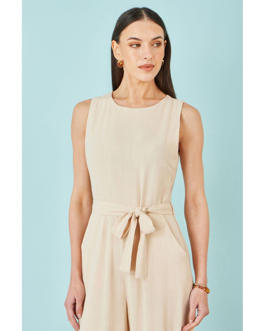 Yumi' Blue Viscose Culotte Jumpsuit