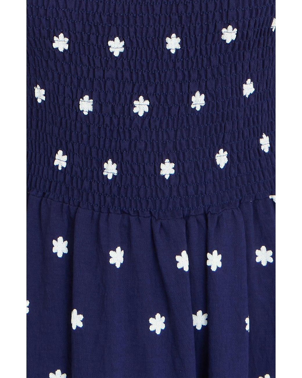 Yumi' Blue Border Hemline Smocked Maxi Dress