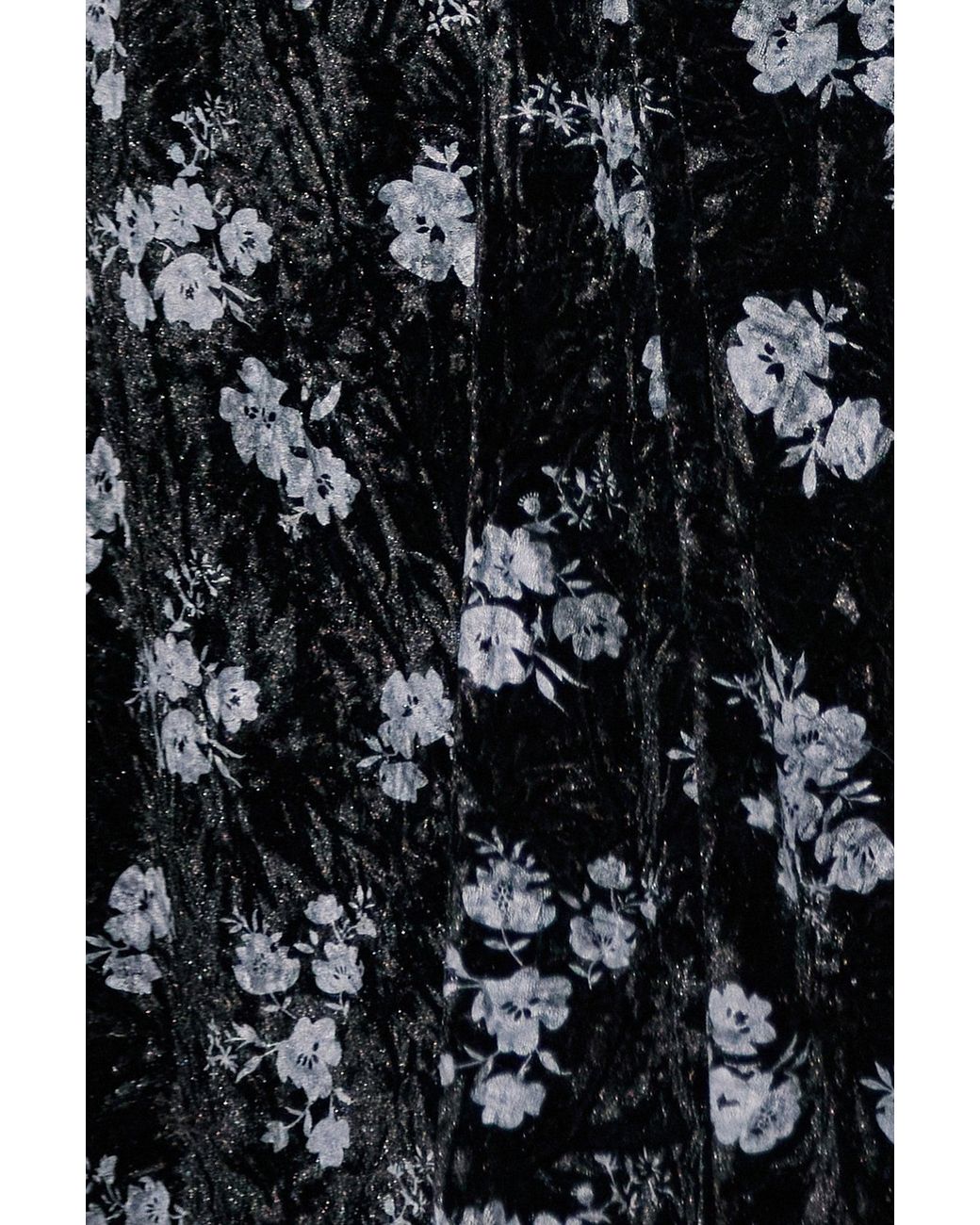 Yumi' Black Floral Velvet Midi Wrap Dress
