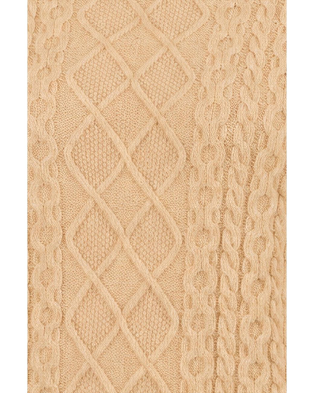 Yumi' Natural Cable Knit Roll Neck Jumper