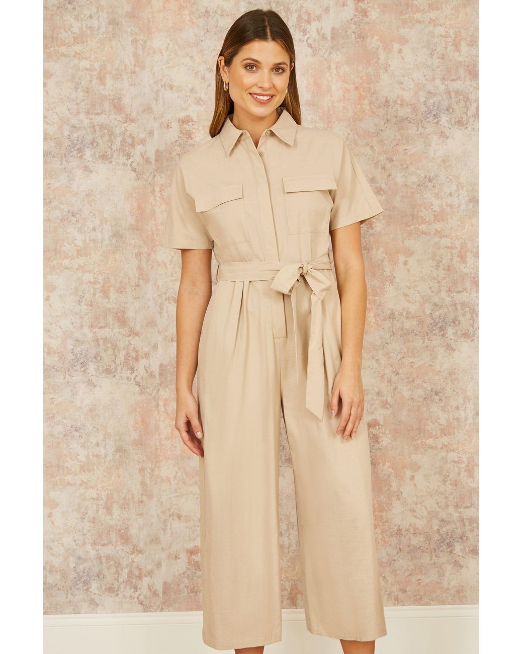 Yumi' Natural Utility Relaxed Fit Jumpsuit