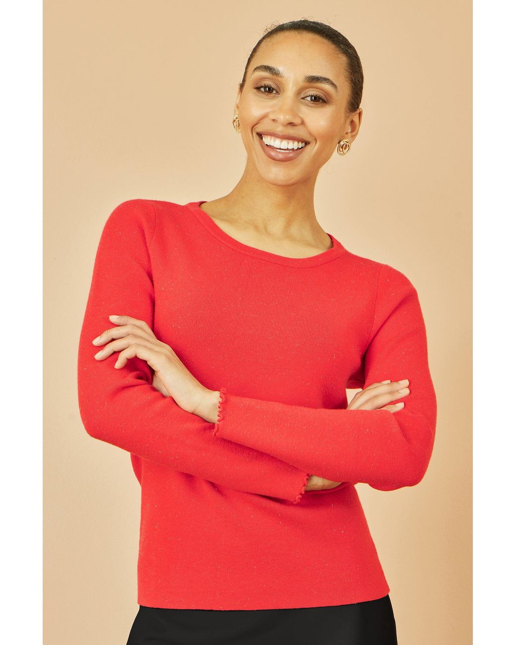 Yumi' Red Sparkle Knit Jumper