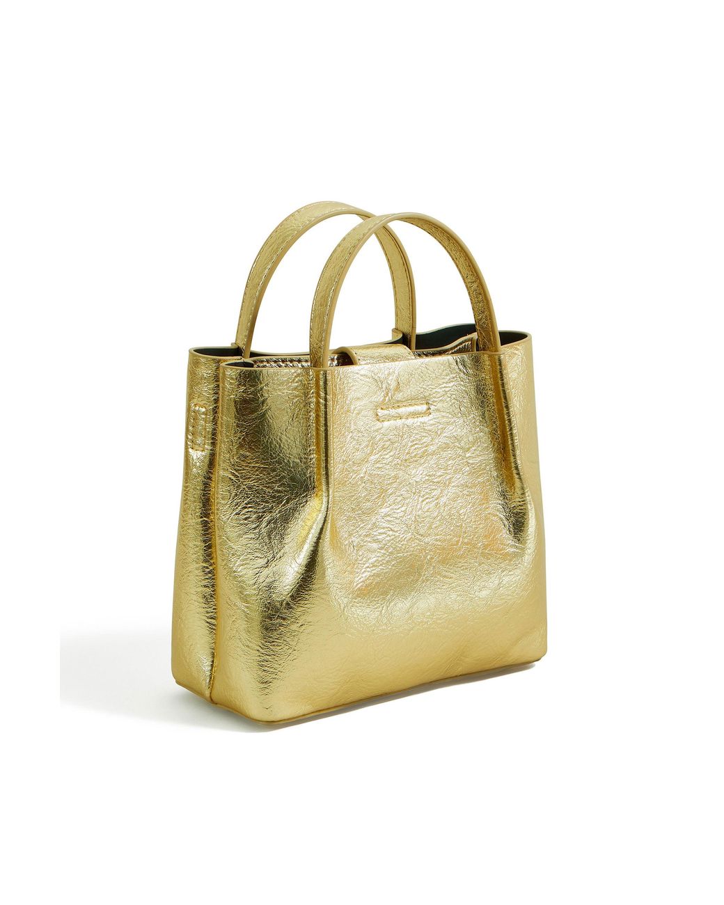 Yumi' Orange Metallic Small Tote Bag