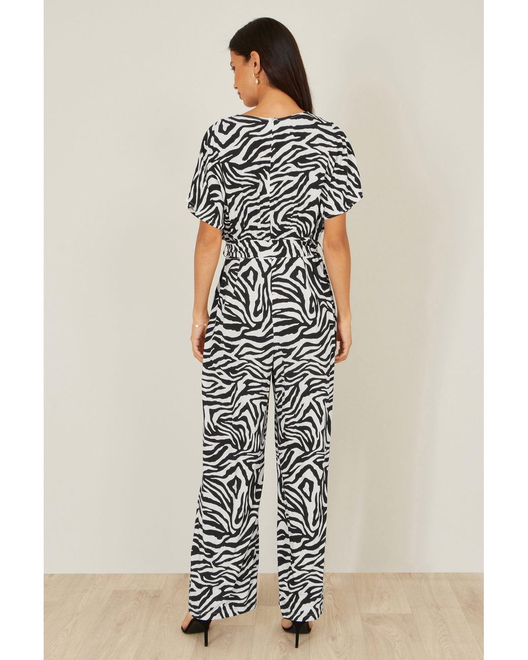 Yumi' Blue Zebra Print Relaxed Jumpsuit