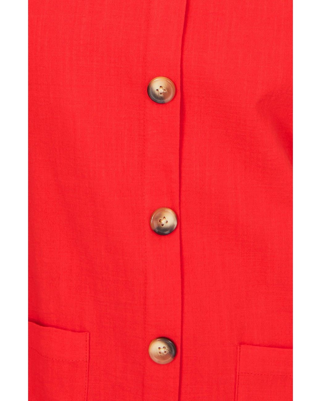 Yumi' Red Viscose Button Detail Shift Dress