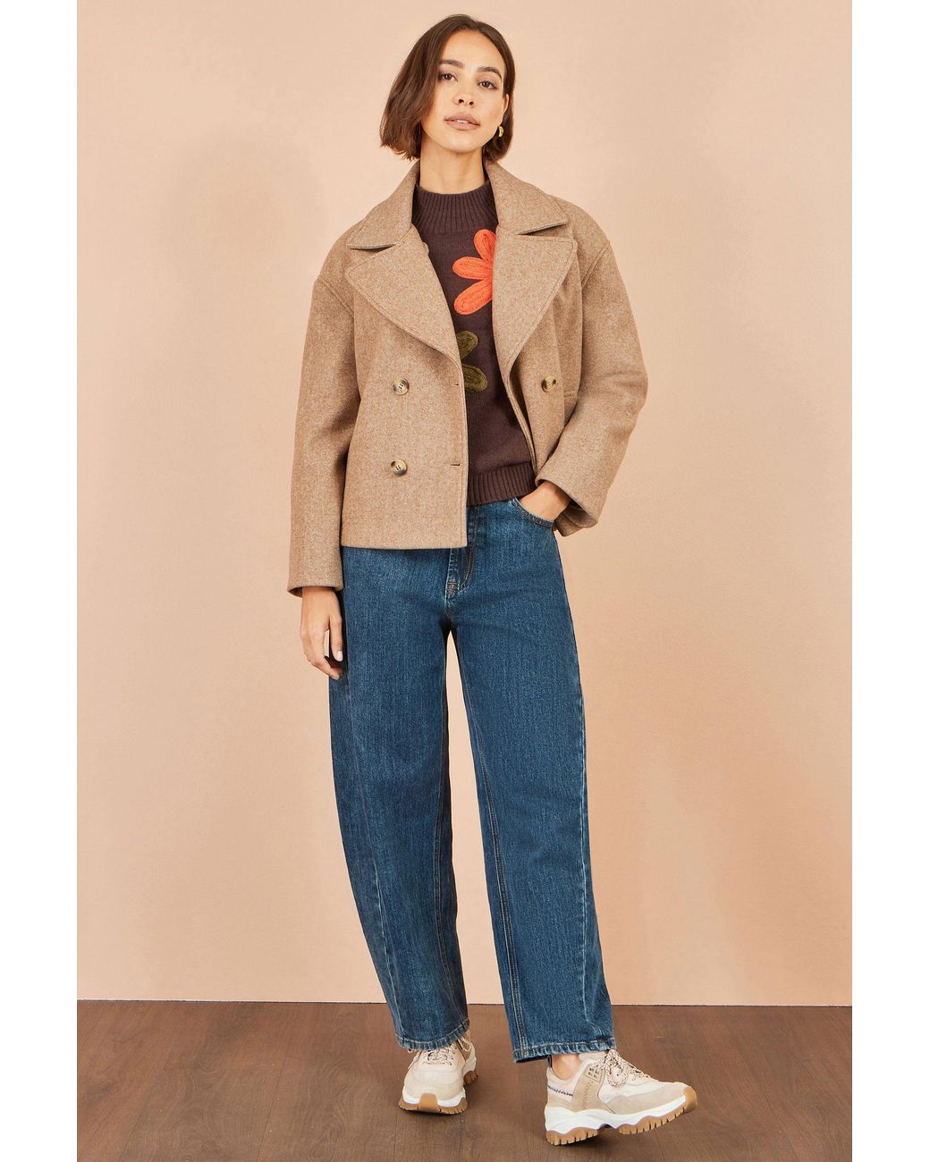 Yumi' Natural Boxy Cropped Jacket