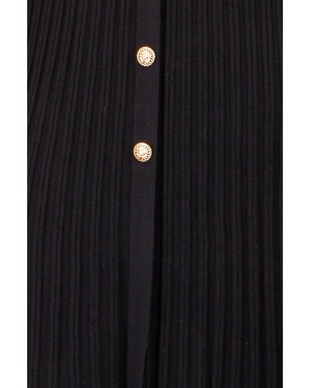 Yumi' Black Viscose Knitted Midi Ribbed Dress