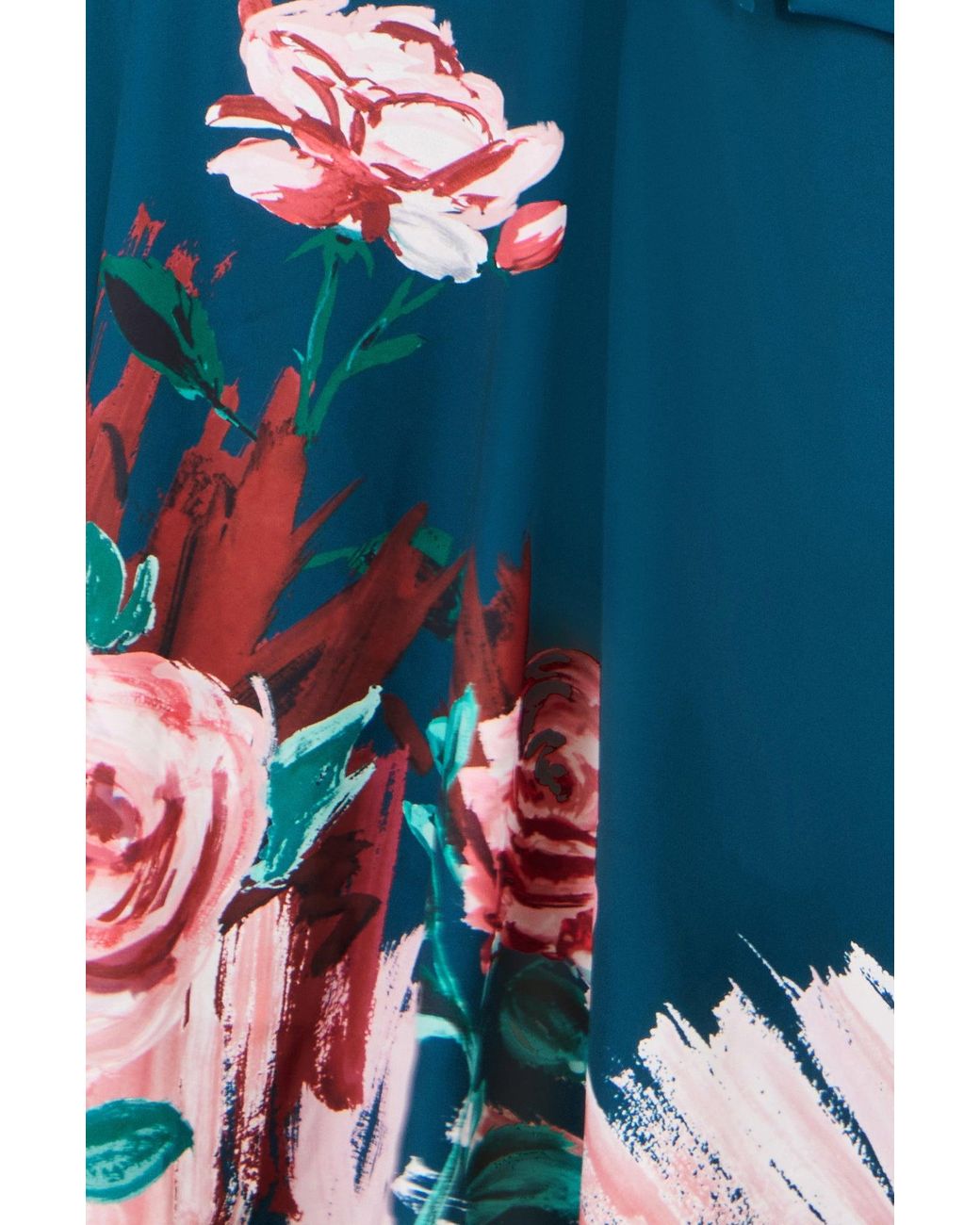 Yumi' Blue Abstract Floral Skater Midi Dress