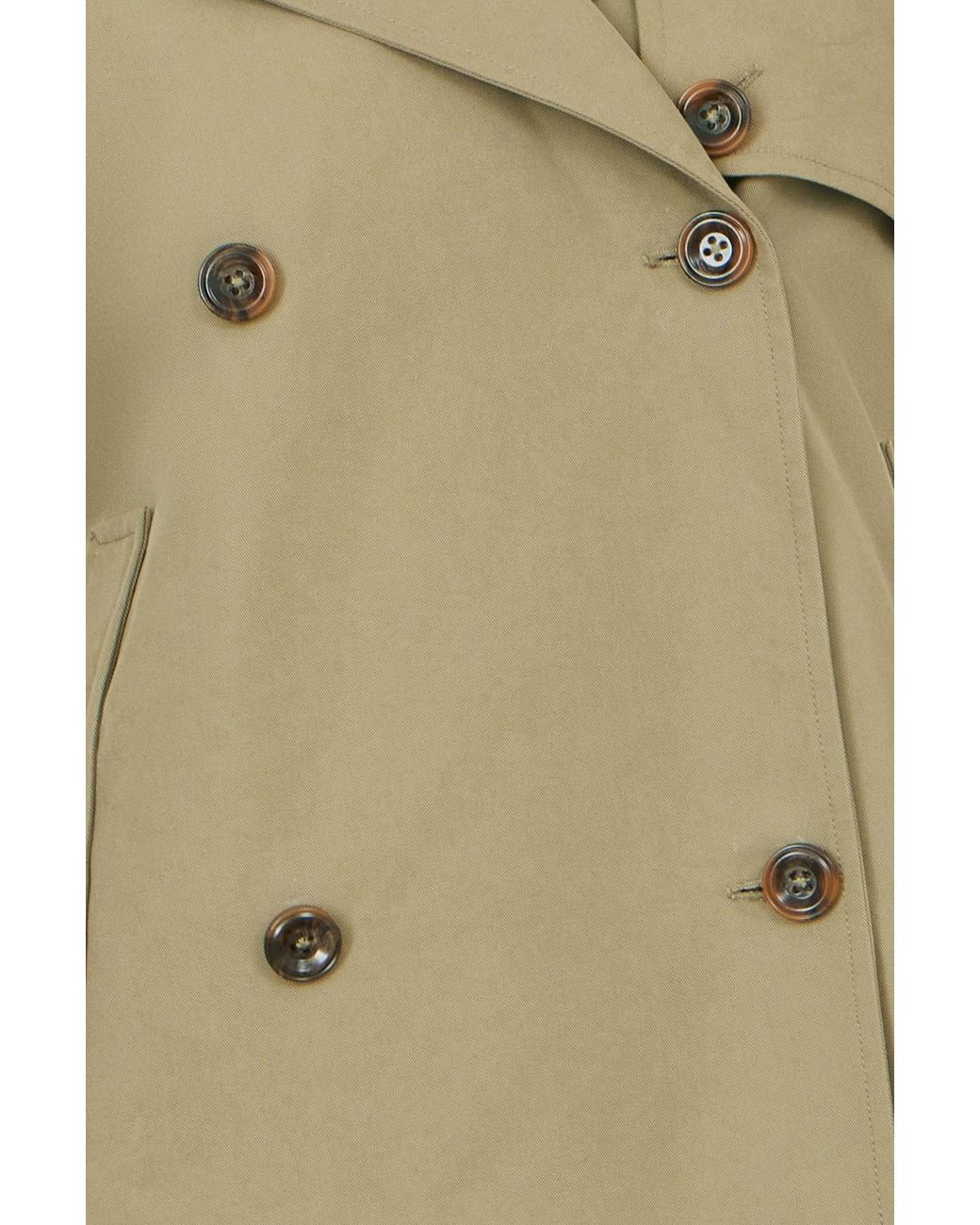 Yumi' Natural Cropped Trench Jacket With Pockets And Check Lining