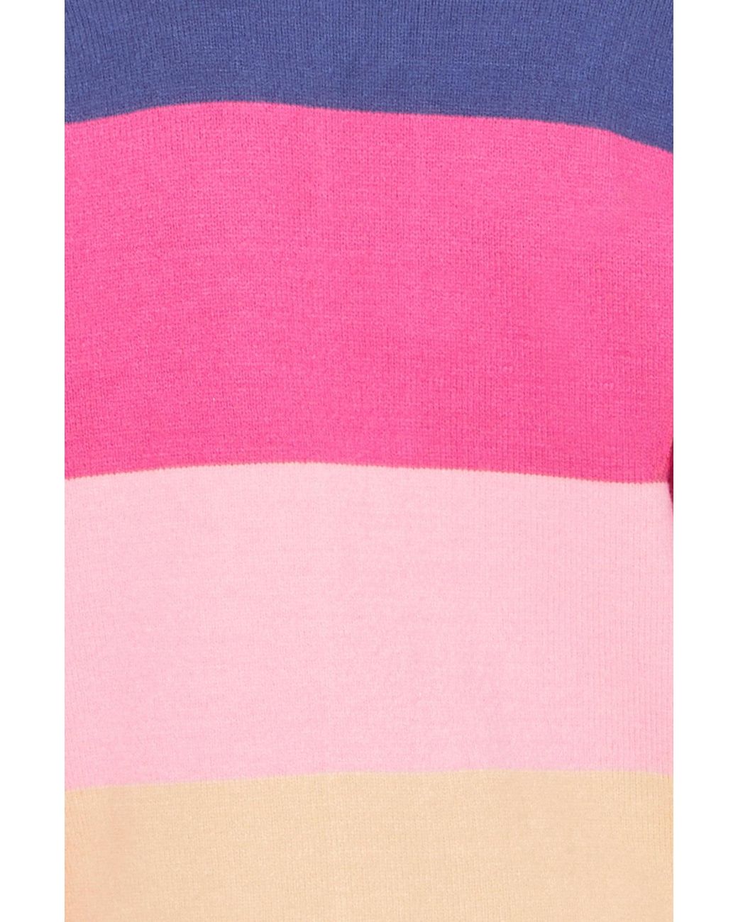 Yumi' Pink Multicolour Block Stripe Tie Front Cardigan