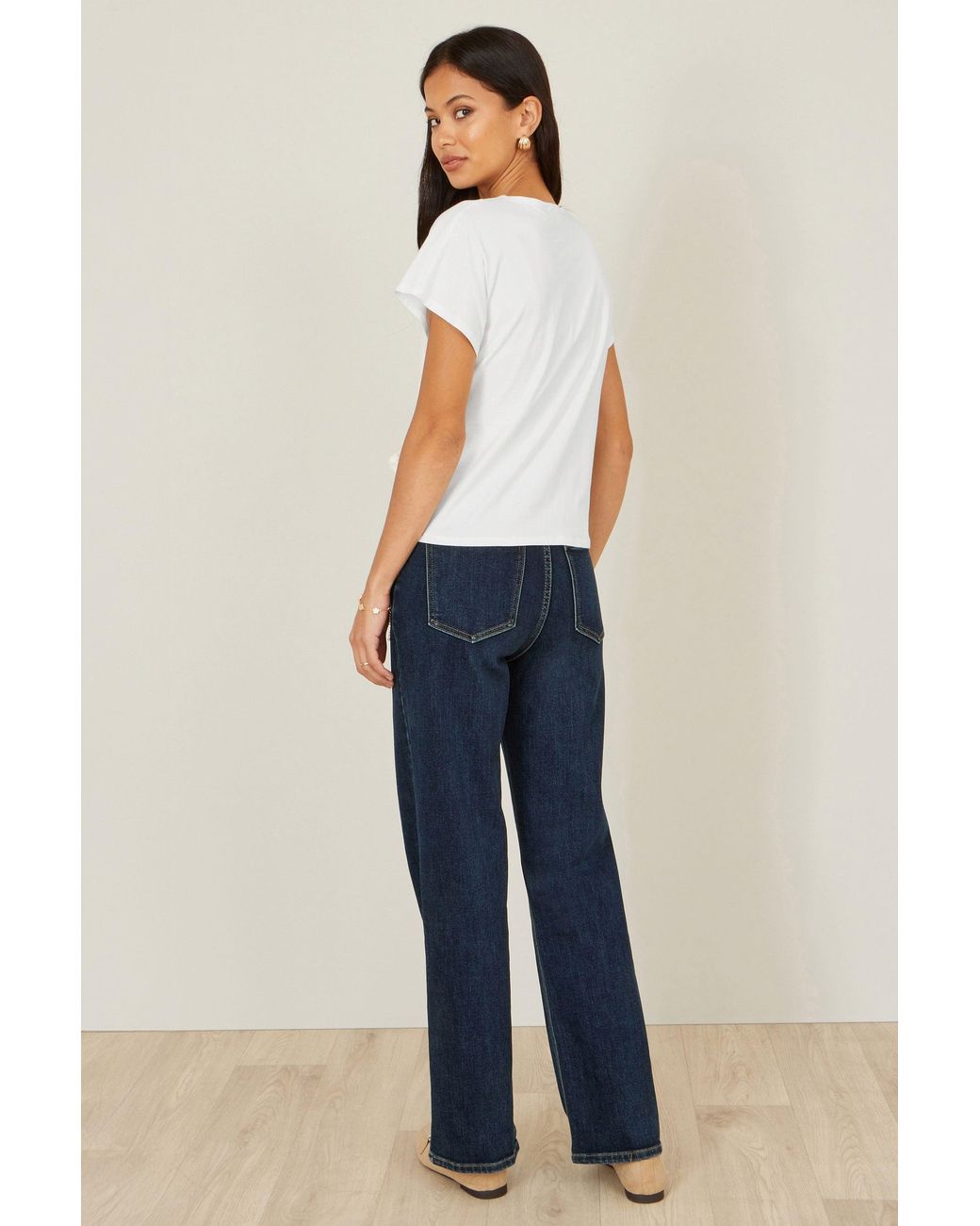 Yumi' White Cotton Jersey Top With Knot Detail