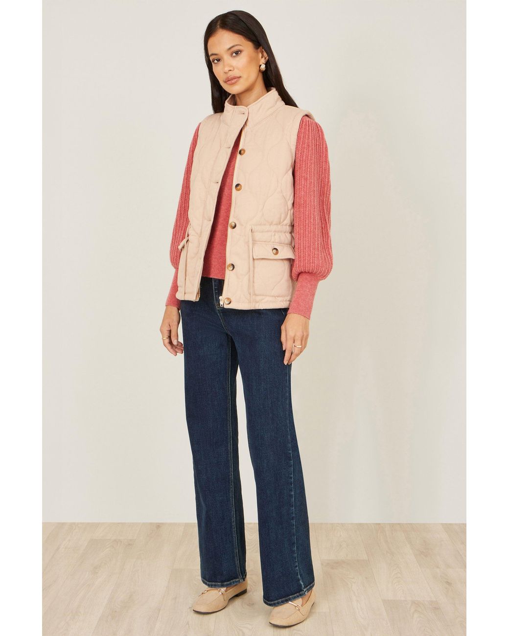 Yumi' Pink Quilted Utility Gilet