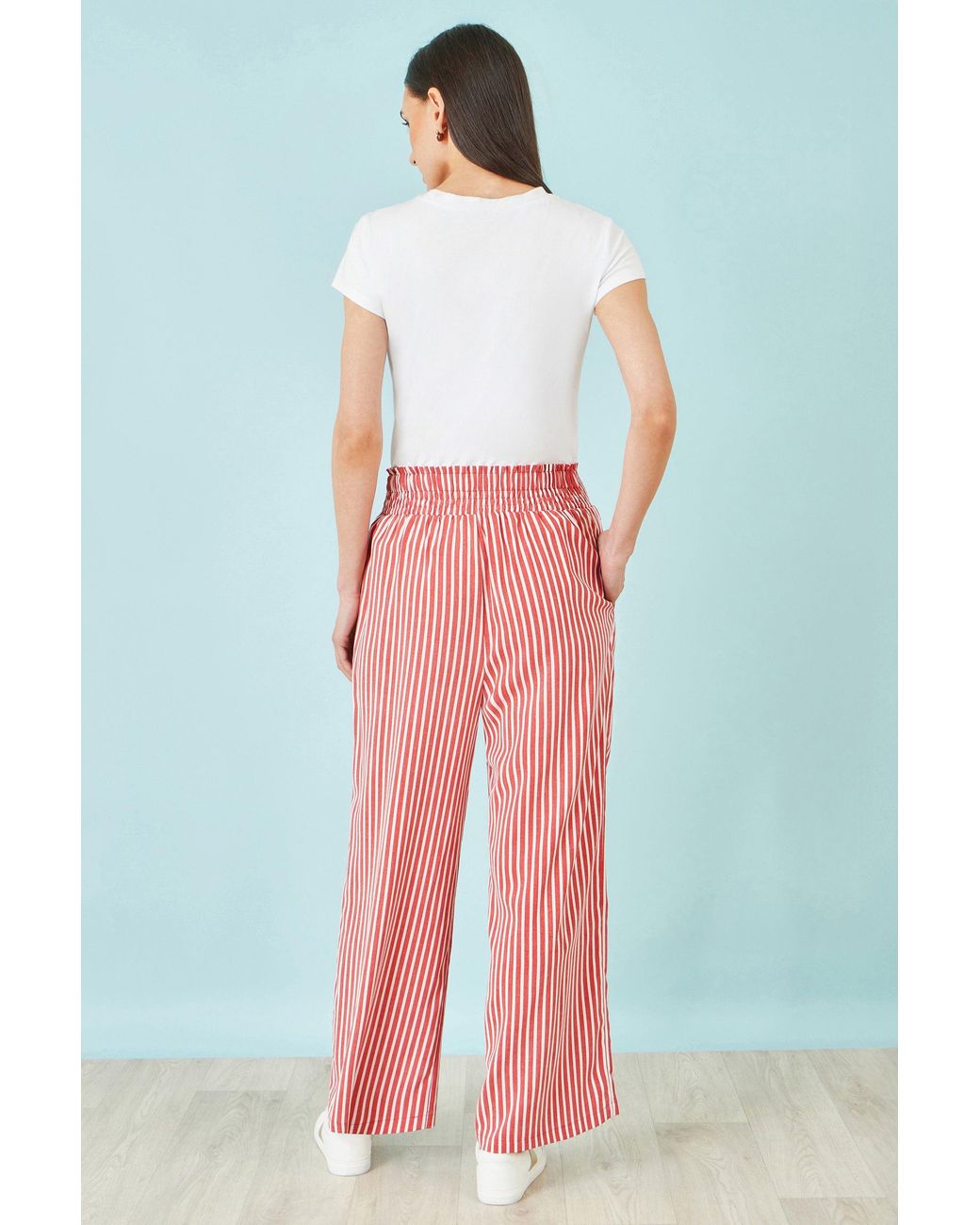 Yumi' Red Stripe Relaxed Trousers