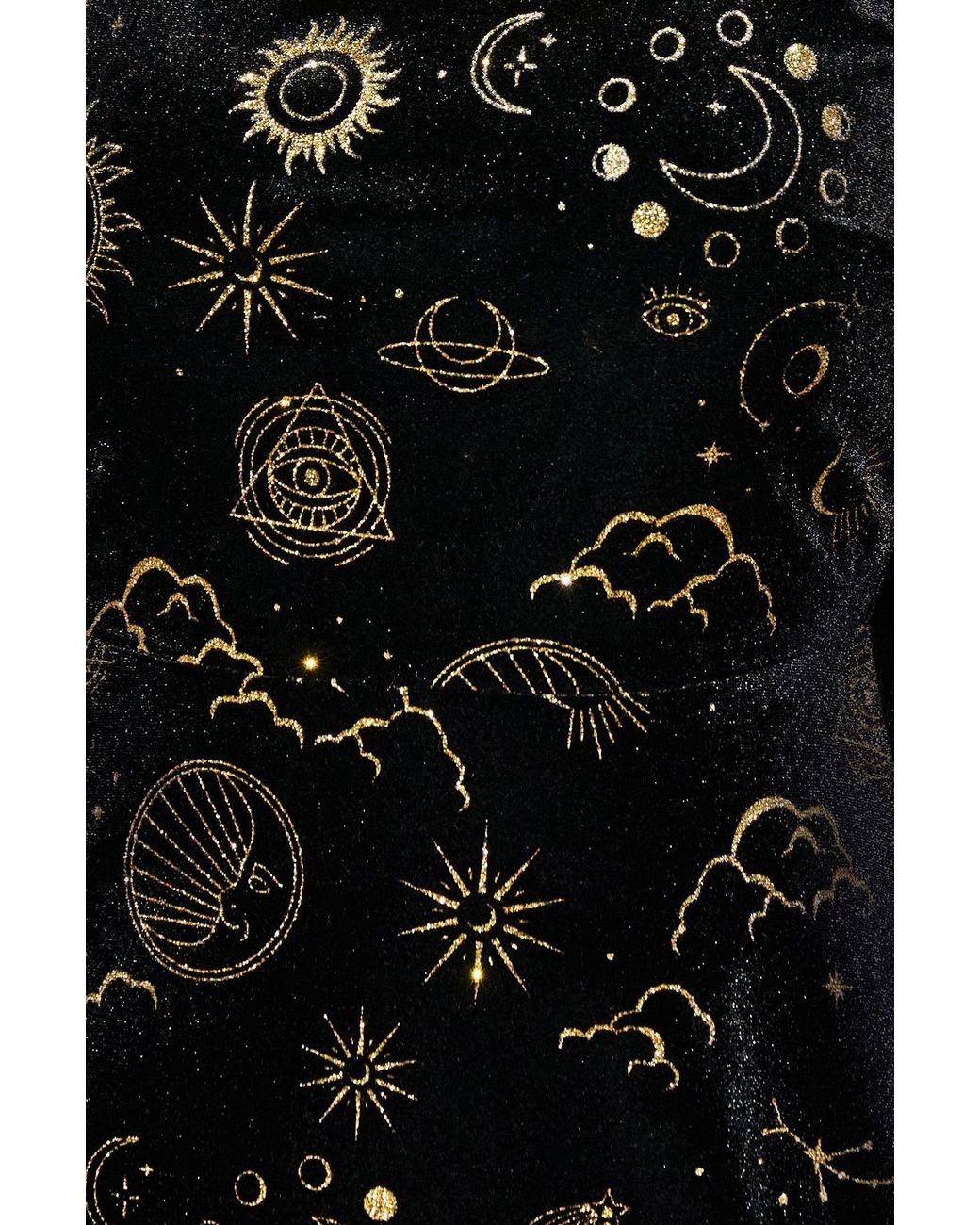 Yumi' Black Cosmic Foil Print Midi Dress
