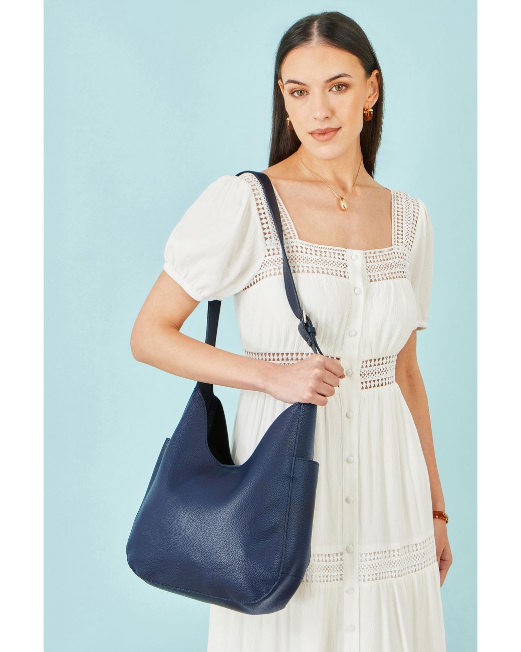 Yumi' Blue Shoulder Bag With Detachable Inside Purse