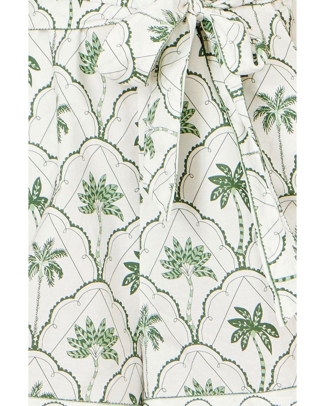 Yumi' White Palm Print Cotton Playsuit