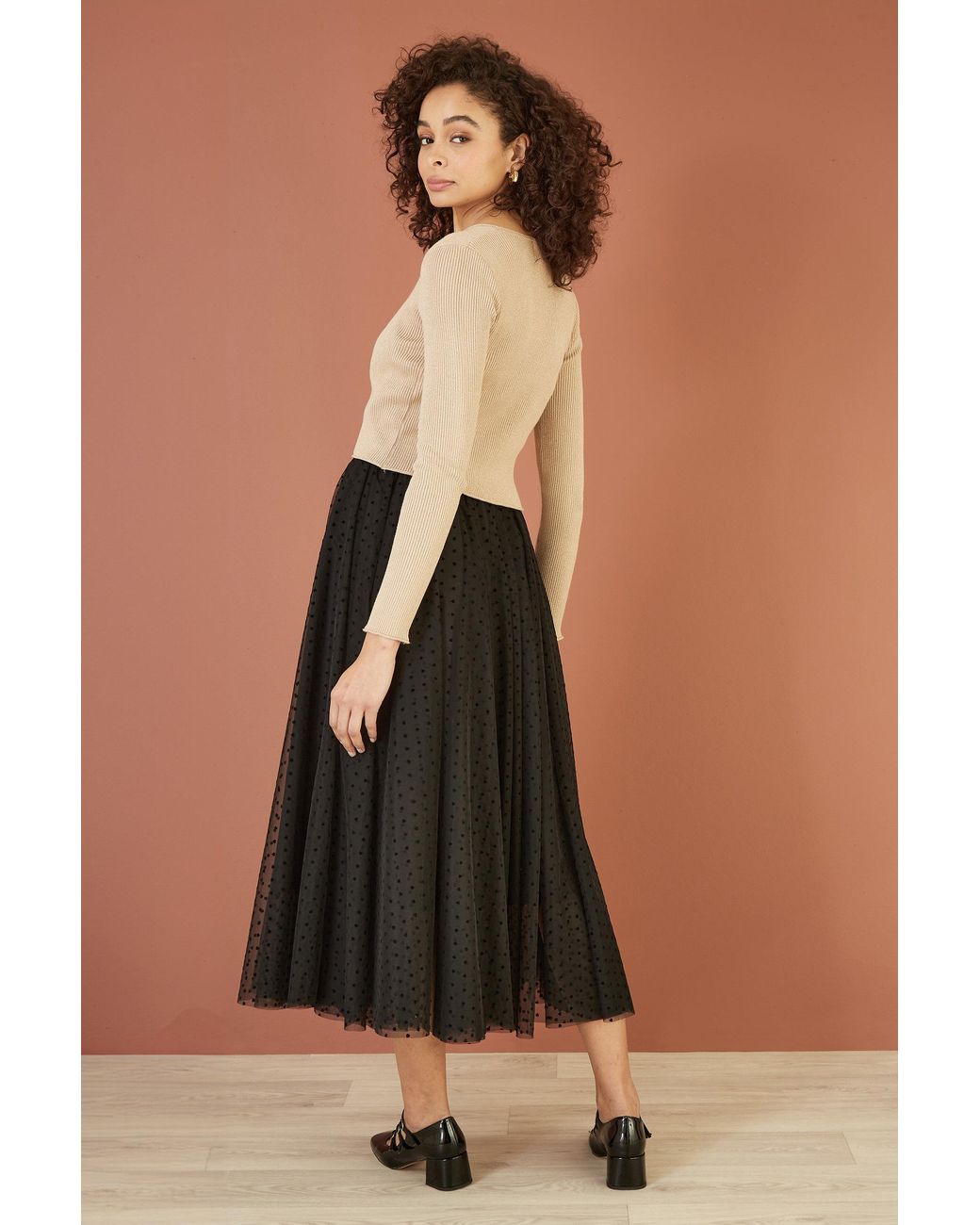 Yumi' Natural Metallic Knitted Ribbed Tie Front Bolero