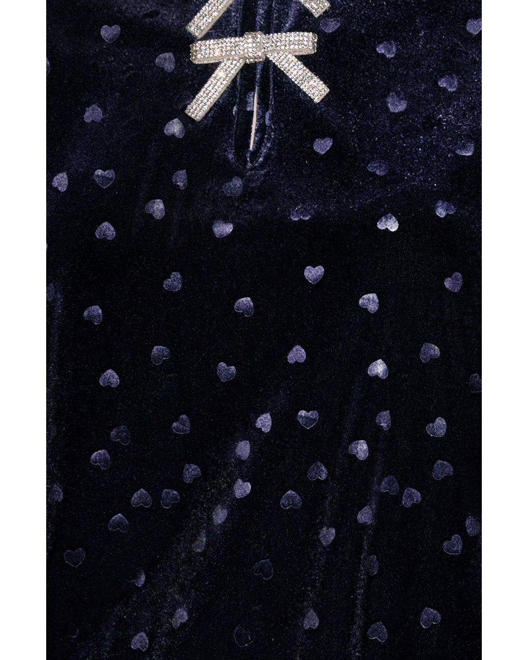 Yumi' Black Velvet Heart Top With Bow Detail