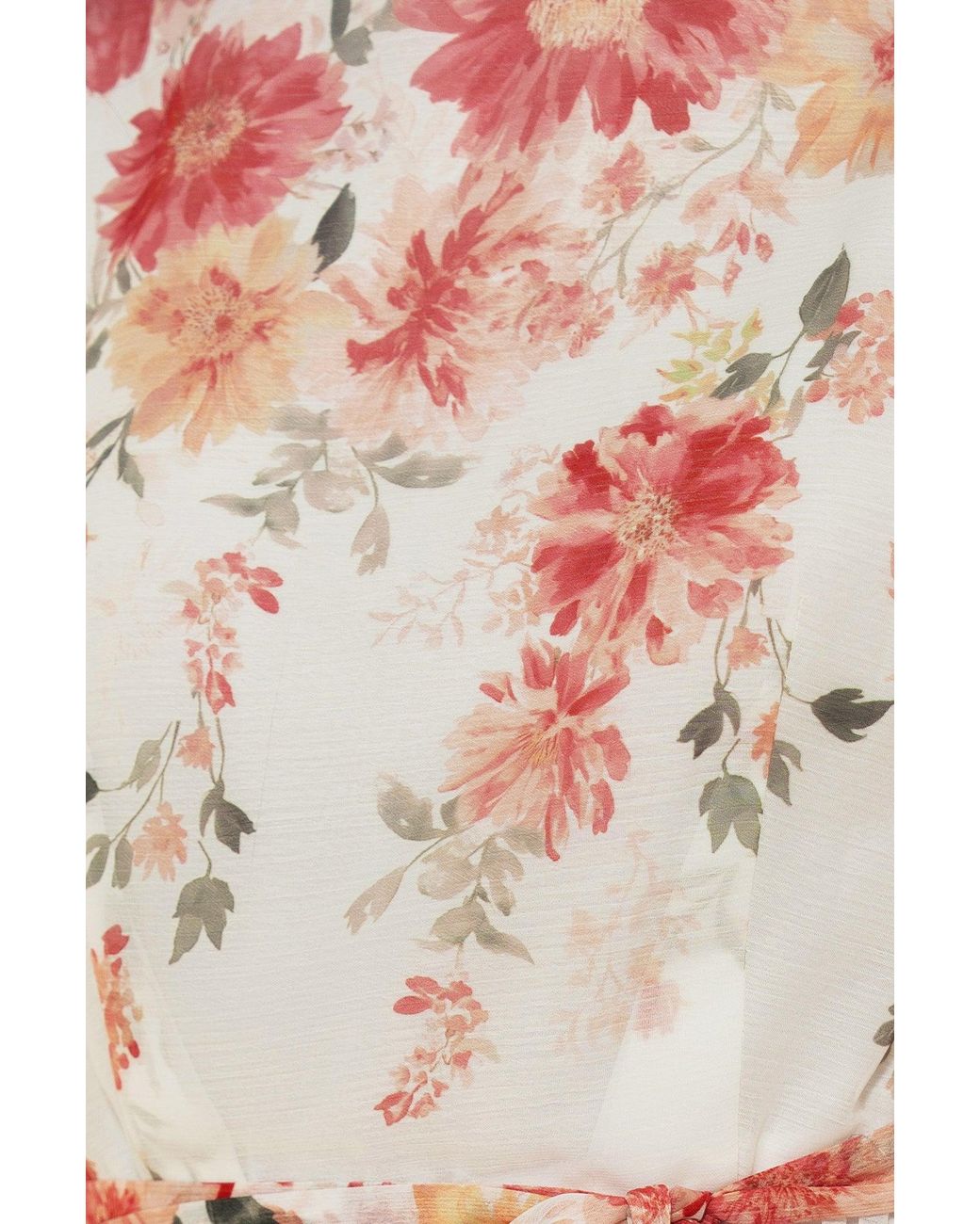Yumi' White Mirror Floral Design Pleated Midi Dress