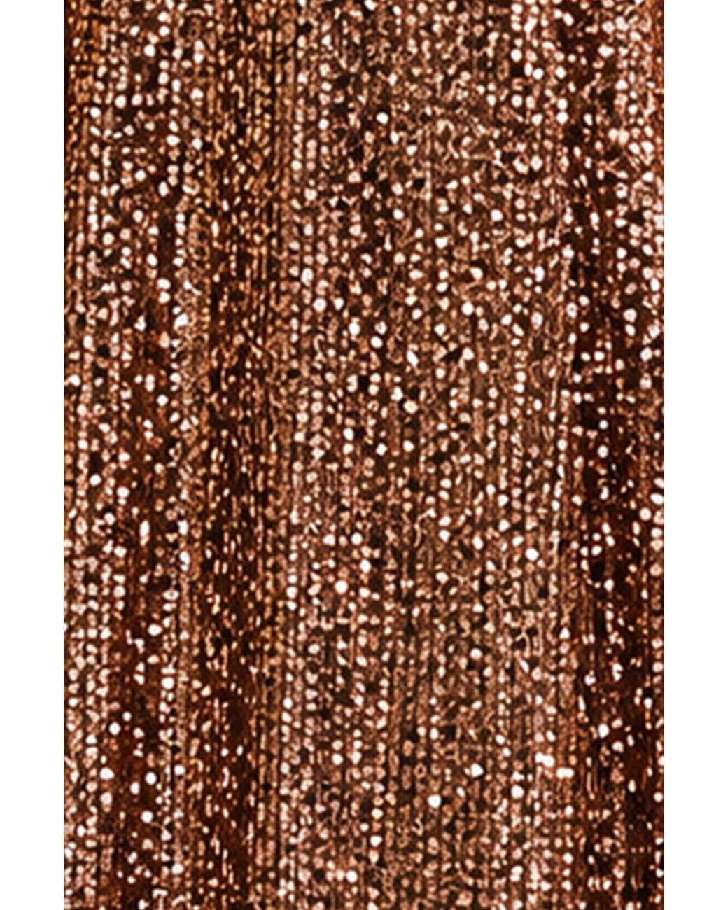 Yumi' Brown Sequin Long Sleeve Midi Dress