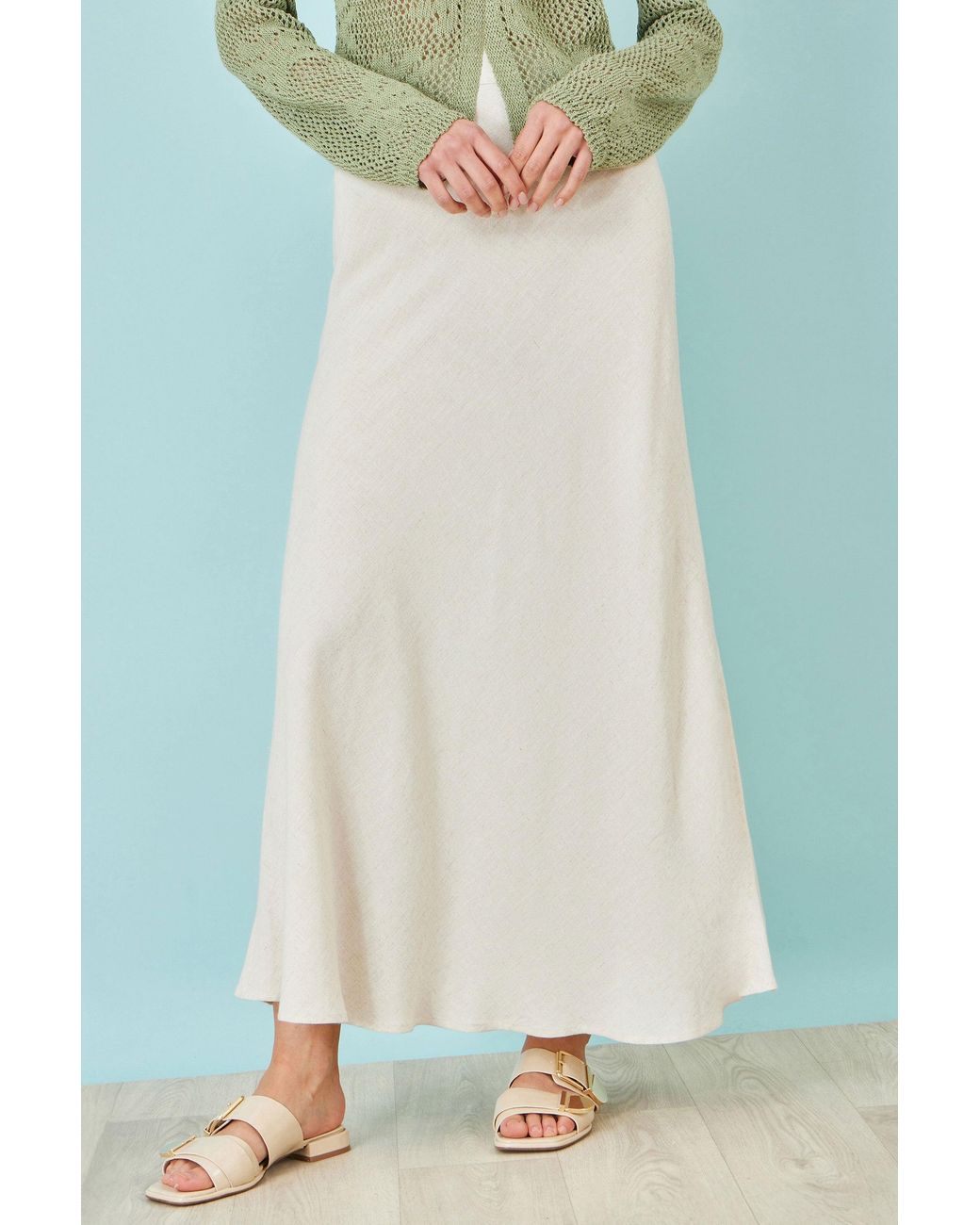 Yumi' Green Viscose Maxi Skirt