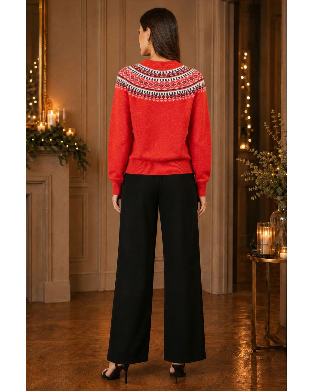Yumi' Red Relaxed Fairisle Jumper