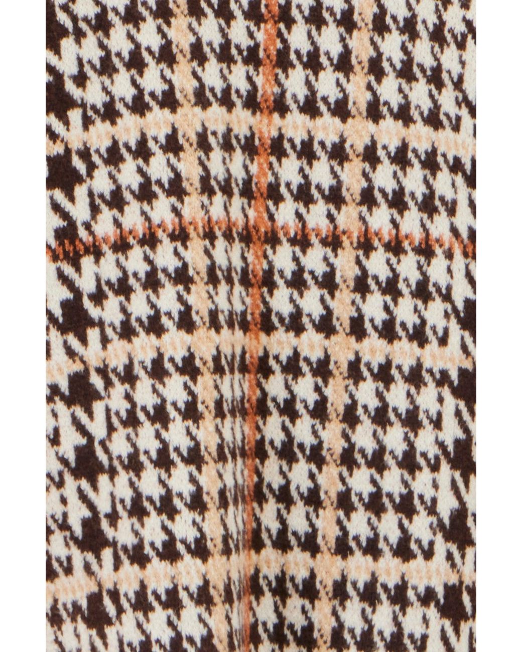 Yumi' Brown Knitted Check Long Cardigan