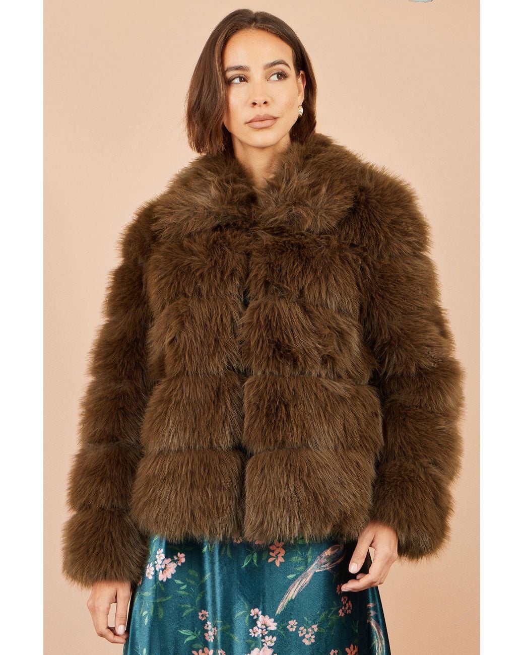 Yumi' Brown Luxe Faur Fur Coat