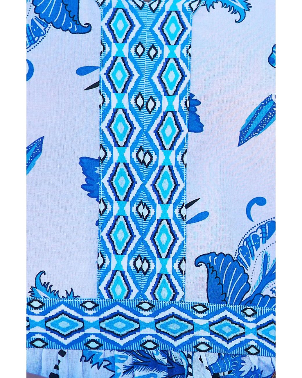 Yumi' Blue Floral Tencel Beach Tunic