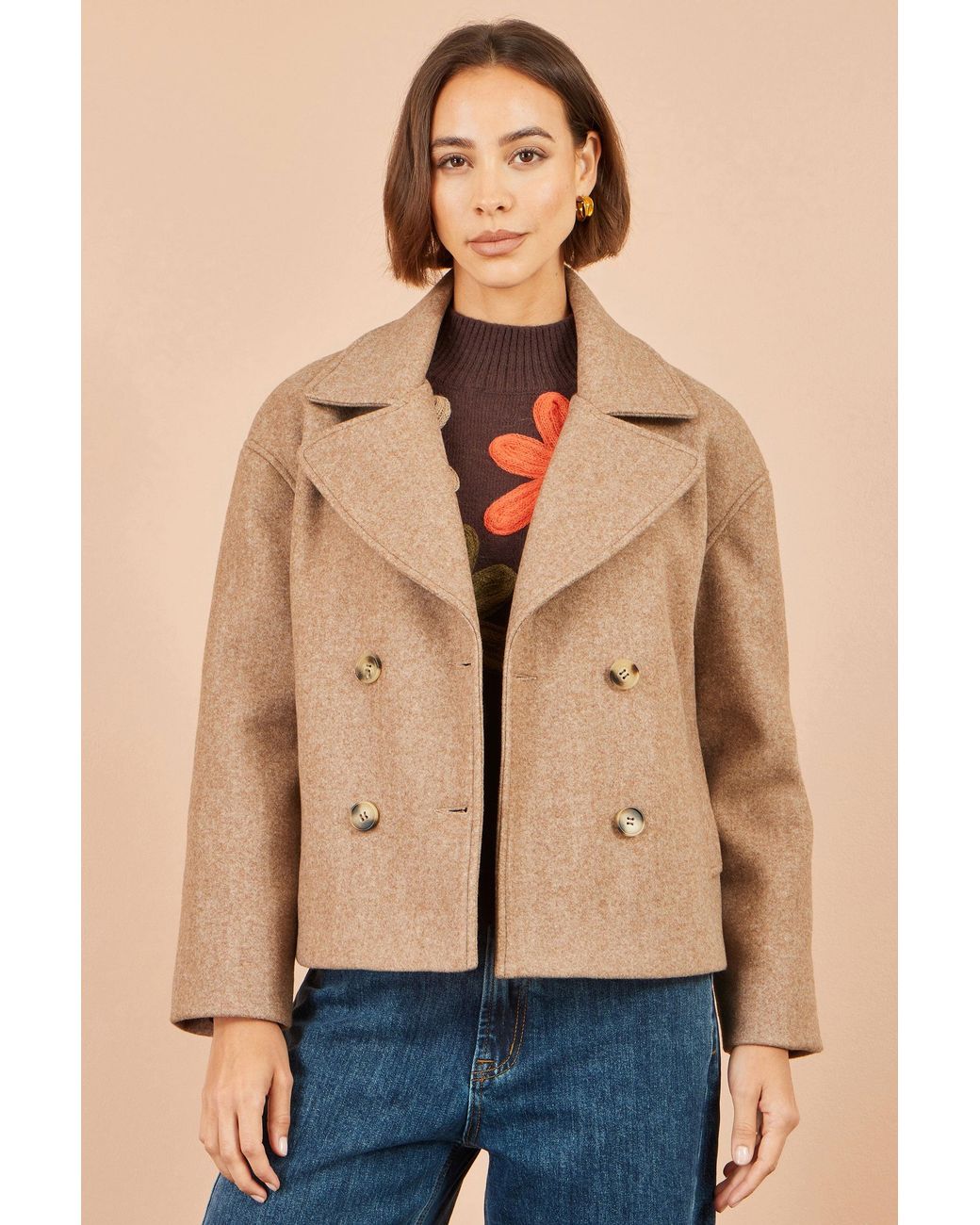 Yumi' Natural Boxy Cropped Jacket