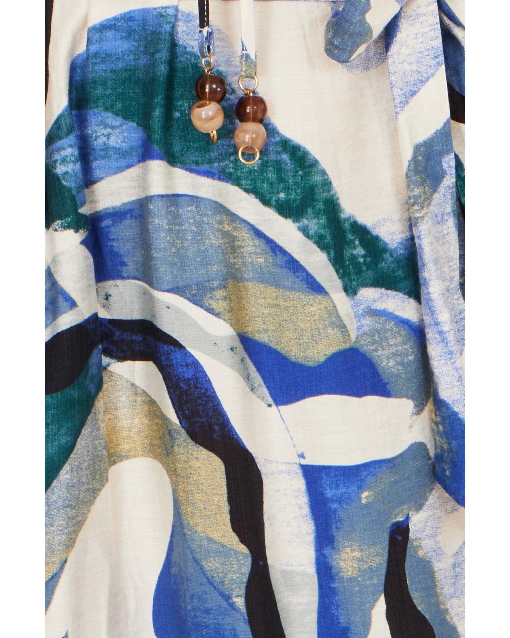 Yumi' Blue Viscose Swirl Print Midi Dress