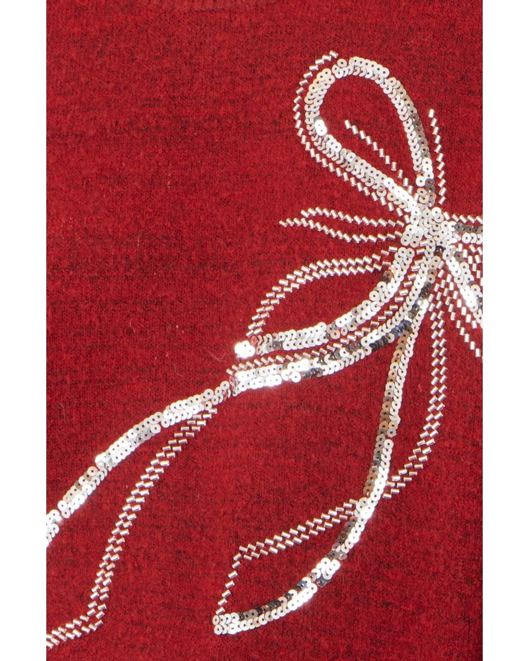Yumi' Red Sequin Bow Relaxed Jumper