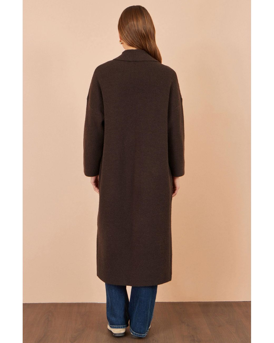 Yumi' Black Knitted Maxi Cardigan With Pockets