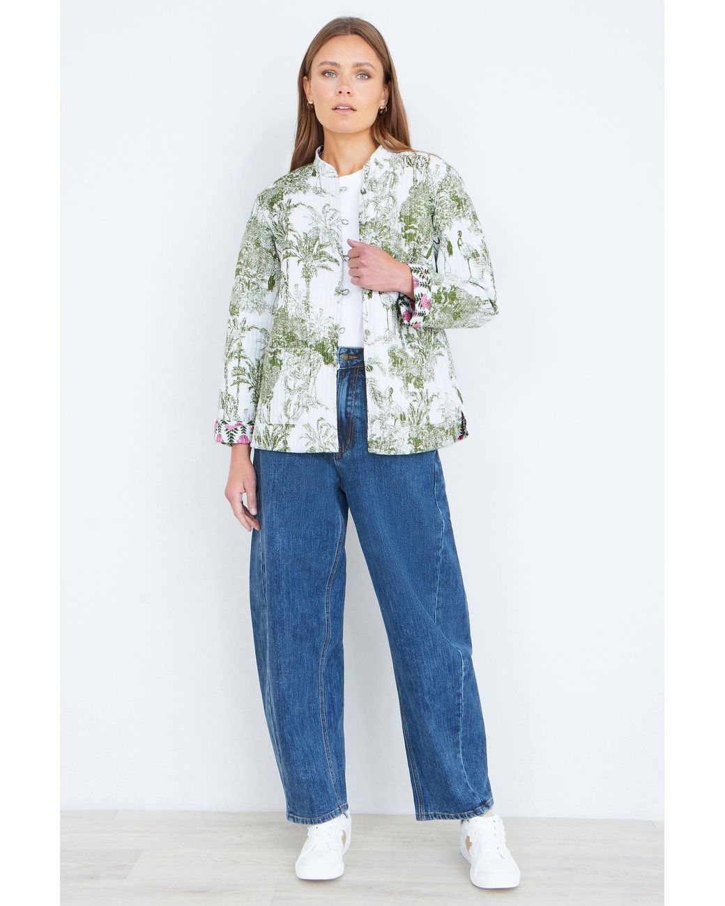 Yumi' Green Reversible Cotton Quilted Jacket