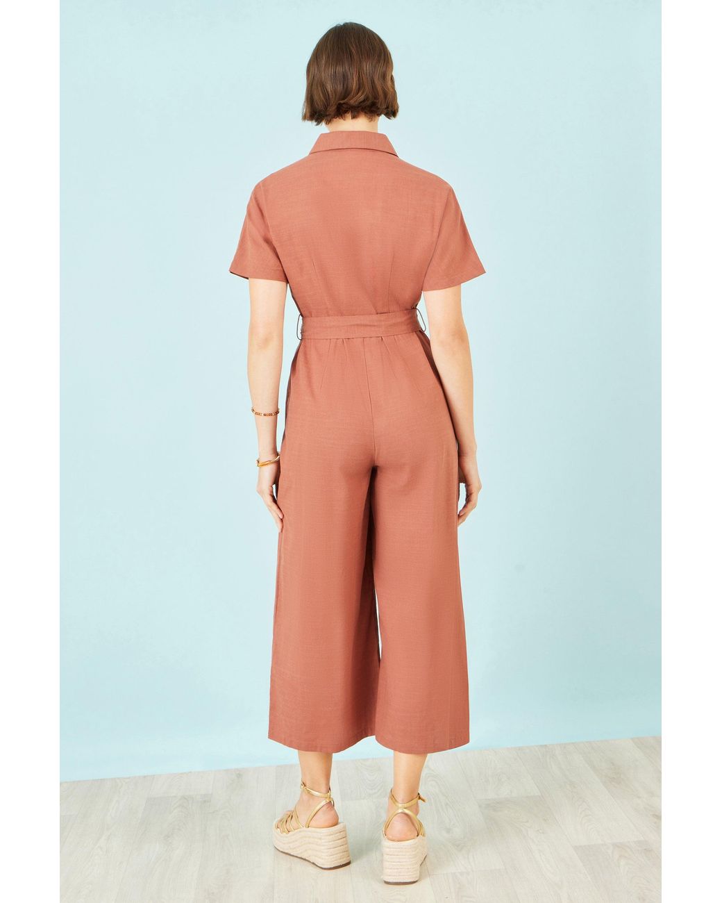 Yumi' Brown Utility Relaxed Jumpsuit