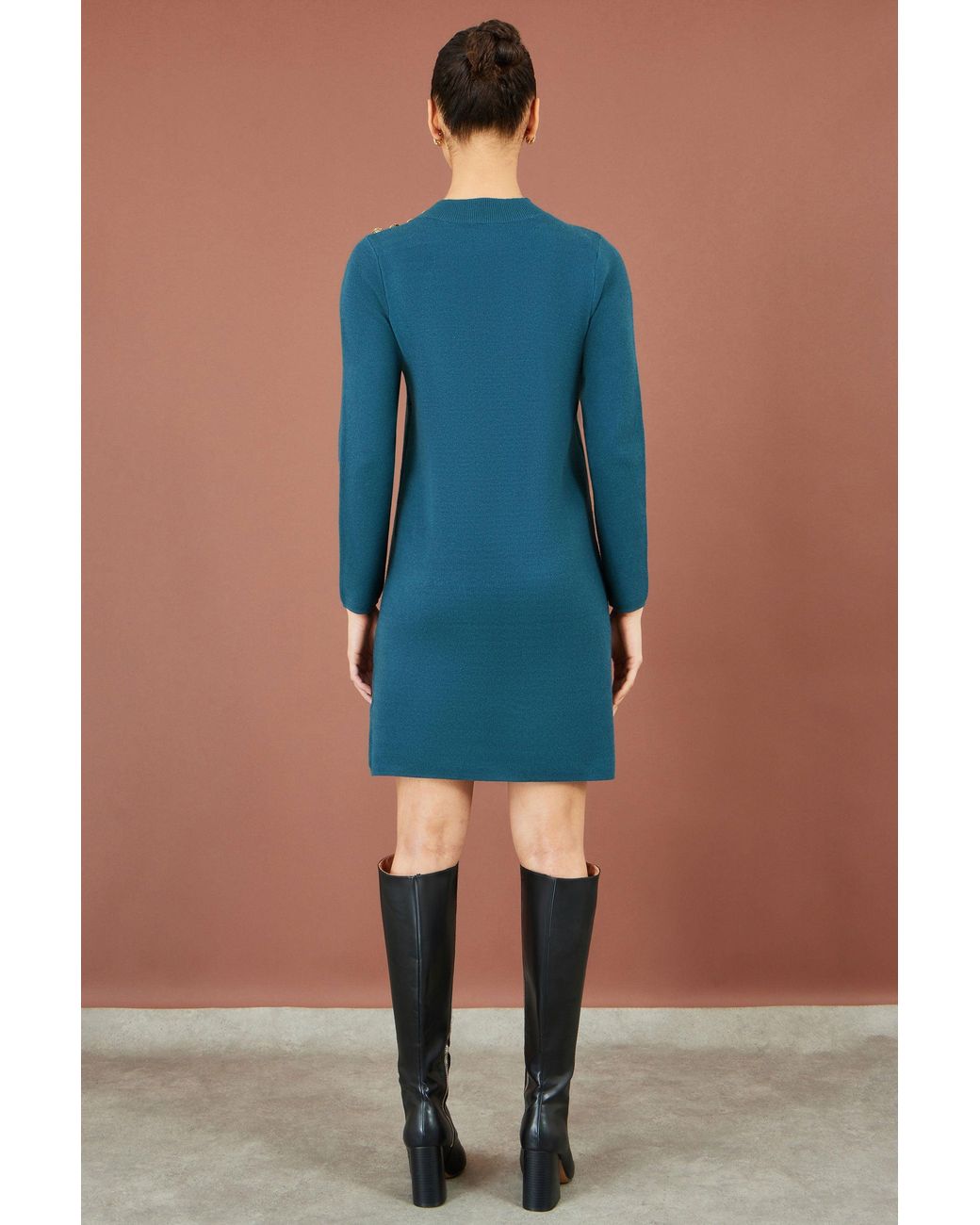 Yumi' Blue Knitted Tunic Dress With Hardware Details