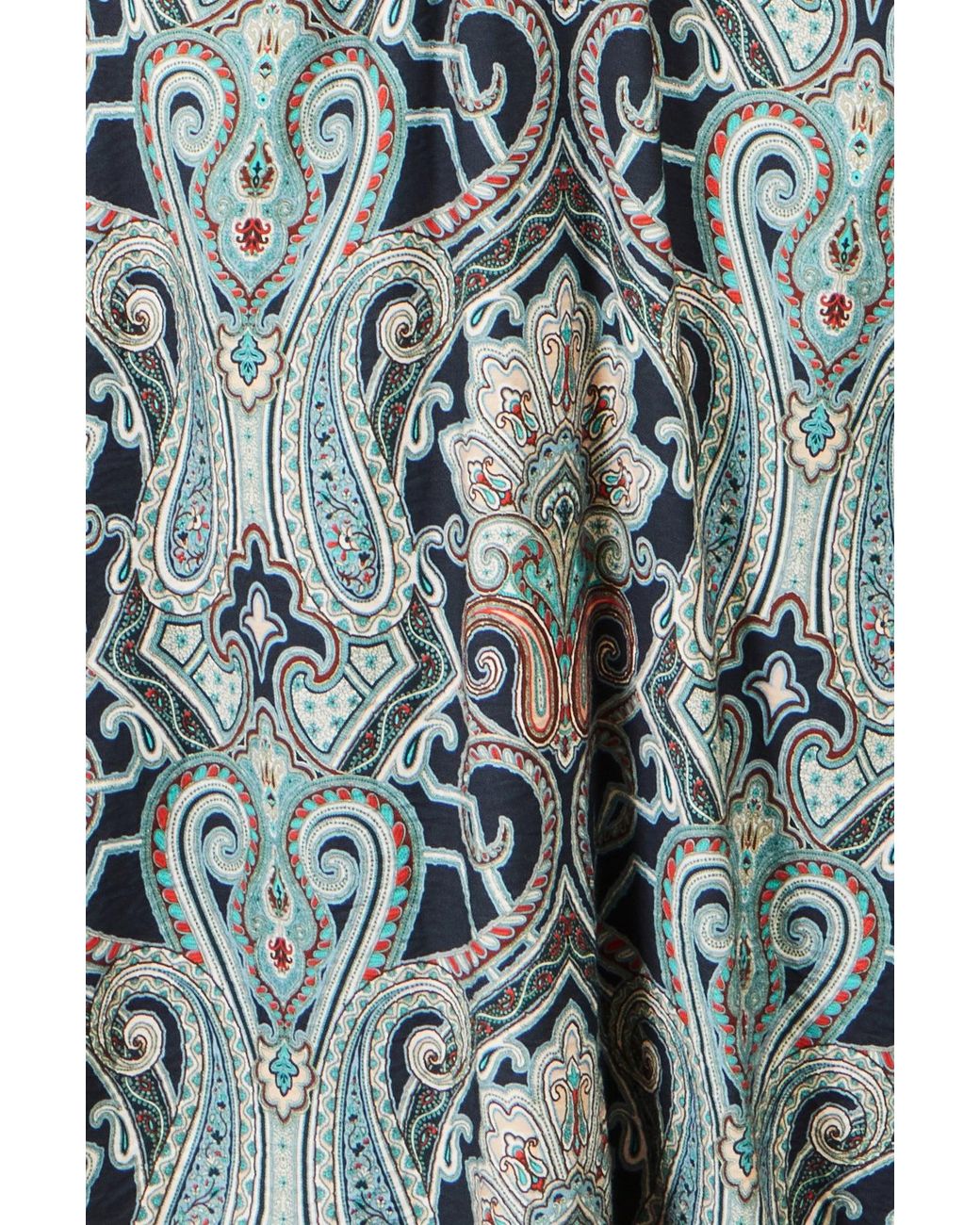 Yumi' Blue Paisley Print Midi Dress