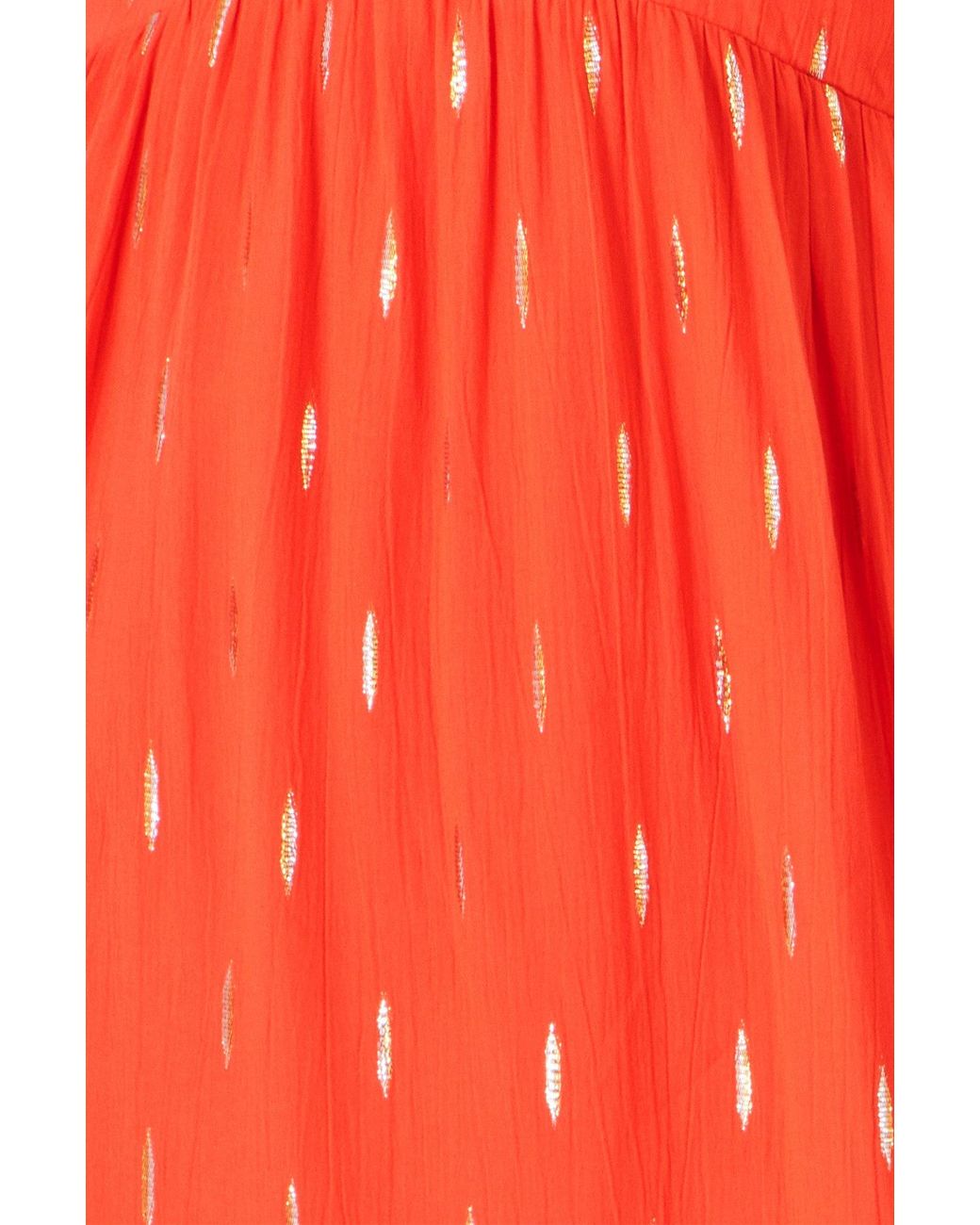 Yumi' Red Foil Print Viscose Cut Out Midi Dress